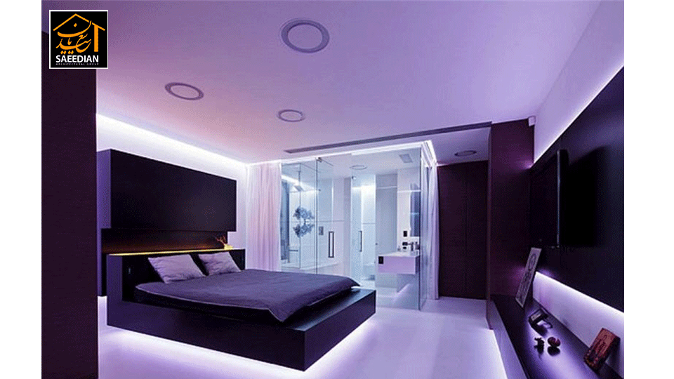 طراحی اتاق خواب با تم بنفش