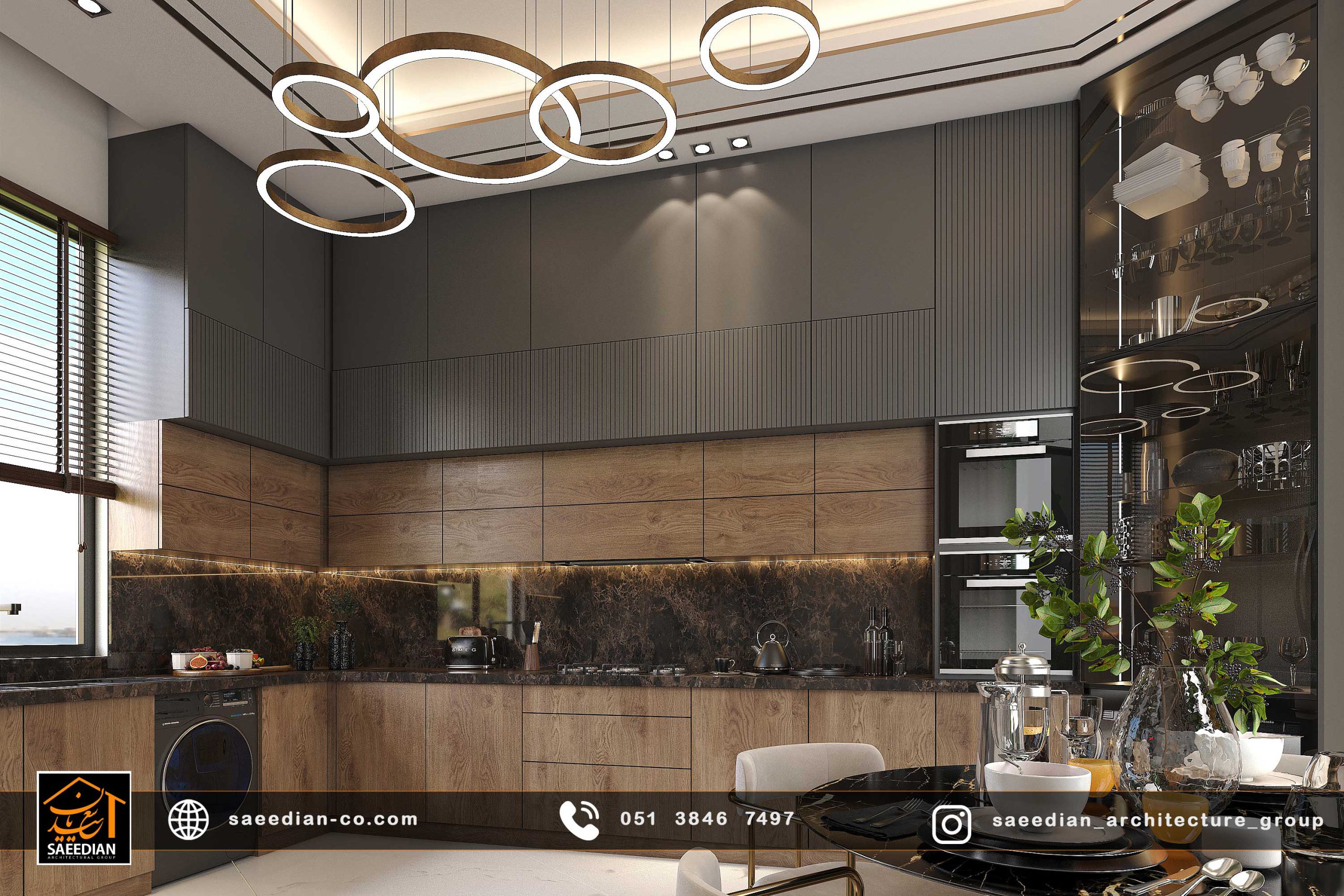 طراحی داخلی آشپزخانه ویلا مدرن